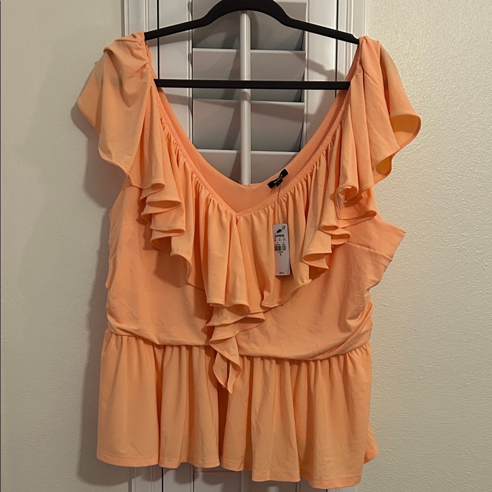 NWT Express Apricot Ruffle Blouse